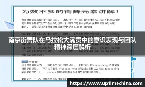 南京街舞队在马拉松大满贯中的意识表现与团队精神深度解析